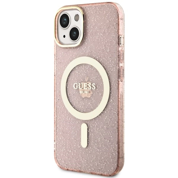 Guess GUHMP14MHCMCGP iPhone 14 Plus 6.7" pink/pink hardcase Glitter Gold MagSafeeng