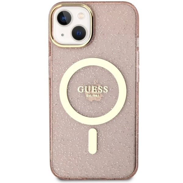 Guess GUHMP14MHCMCGP iPhone 14 Plus 6.7" pink/pink hardcase Glitter Gold MagSafeeng