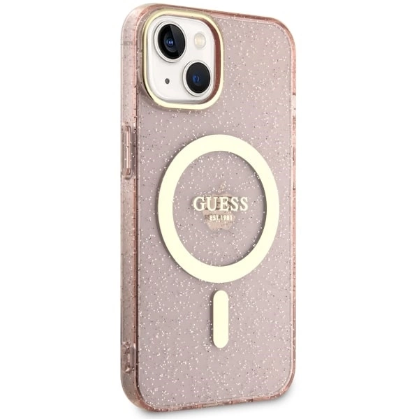 Guess GUHMP14MHCMCGP iPhone 14 Plus 6.7" pink/pink hardcase Glitter Gold MagSafeeng