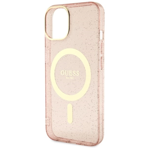 Guess GUHMP14MHCMCGP iPhone 14 Plus 6.7" pink/pink hardcase Glitter Gold MagSafeeng