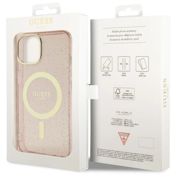 Guess GUHMP14MHCMCGP iPhone 14 Plus 6.7" pink/pink hardcase Glitter Gold MagSafeeng