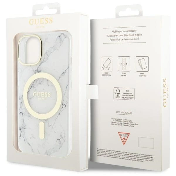 Guess GUHMP14MPCUMAH iPhone 14 Plus 6.7" white/white hardcase Marble MagSafeeng