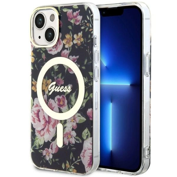 Guess Flower MagSafe case for iPhone 14 - blackeng