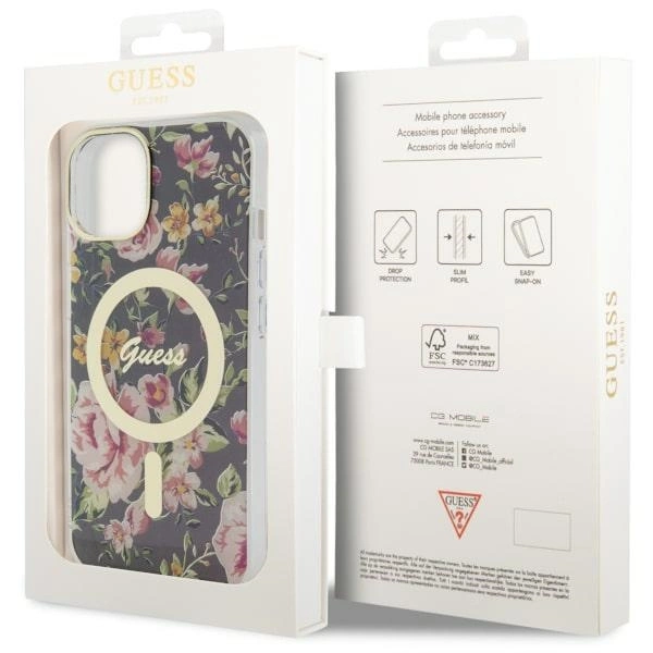 Guess Flower MagSafe case for iPhone 14 - blackeng