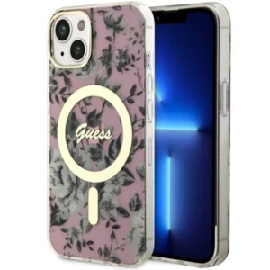 Guess Flower MagSafe case for iPhone 14 - pinkeng