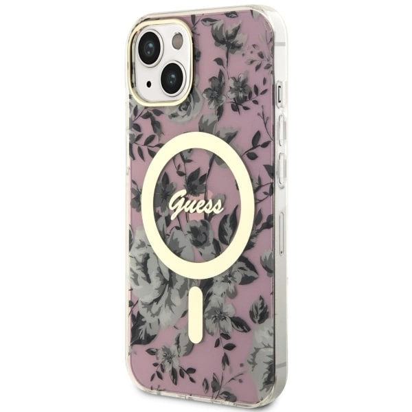 Guess Flower MagSafe case for iPhone 14 - pinkeng