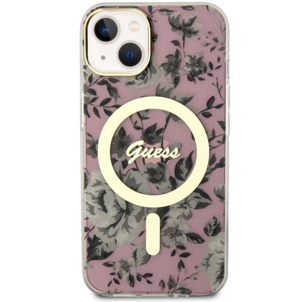 Guess Flower MagSafe case for iPhone 14 - pinkeng
