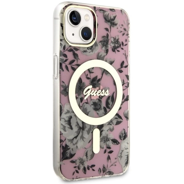 Guess Flower MagSafe case for iPhone 14 - pinkeng
