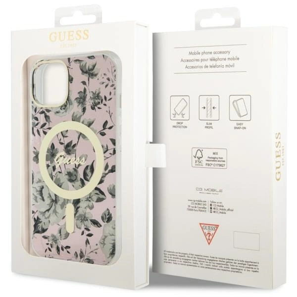 Guess Flower MagSafe case for iPhone 14 - pinkeng