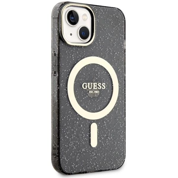 Guess Glitter Gold MagSafe case for iPhone 14 - blackeng