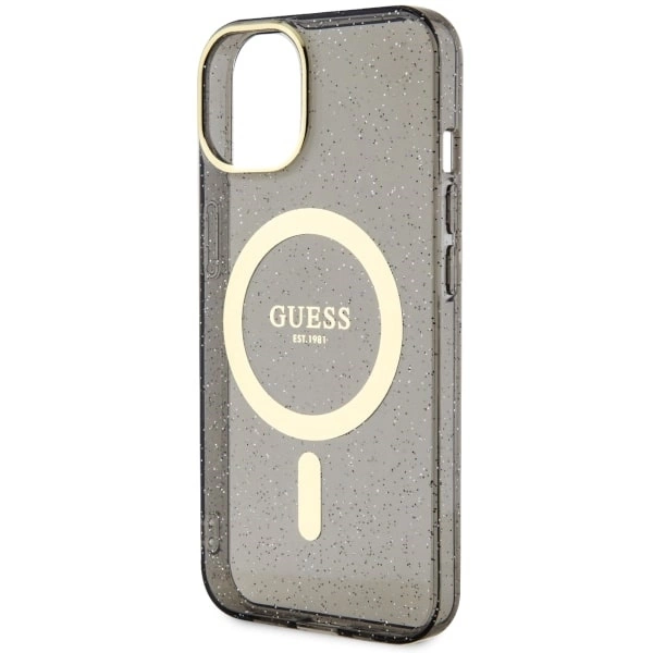Guess Glitter Gold MagSafe case for iPhone 14 - blackeng