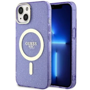 Guess Glitter Gold MagSafe case for iPhone 14 - purpleeng