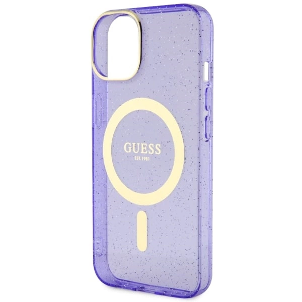 Guess Glitter Gold MagSafe case for iPhone 14 - purpleeng