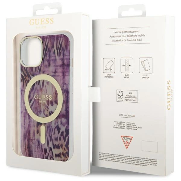 Guess Leopard MagSafe case for iPhone 14 - pinkeng