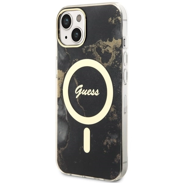 Guess GUHMP14SHTMRSK iPhone 14 6.1" black/black hardcase Golden Marble MagSafeeng