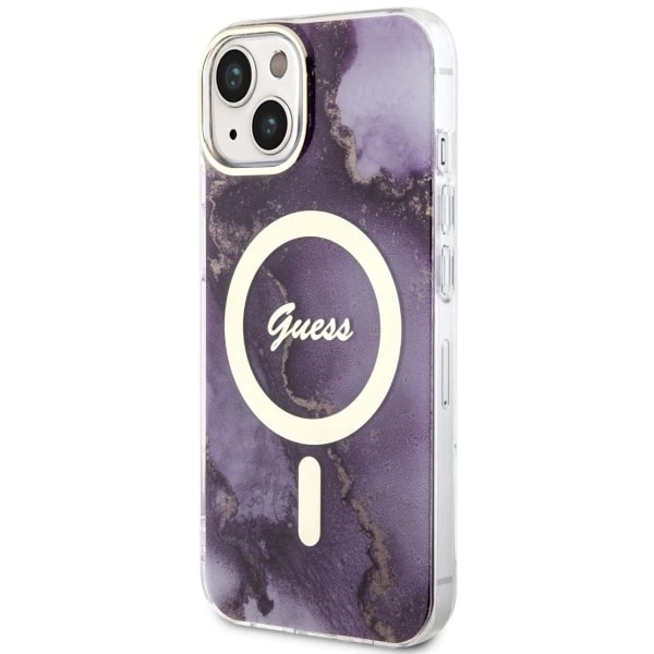 Guess GUHMP14SHTMRSU iPhone 14 6.1" purple/purple hardcase Golden Marble MagSafeeng