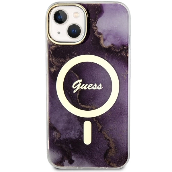Guess GUHMP14SHTMRSU iPhone 14 6.1" purple/purple hardcase Golden Marble MagSafeeng