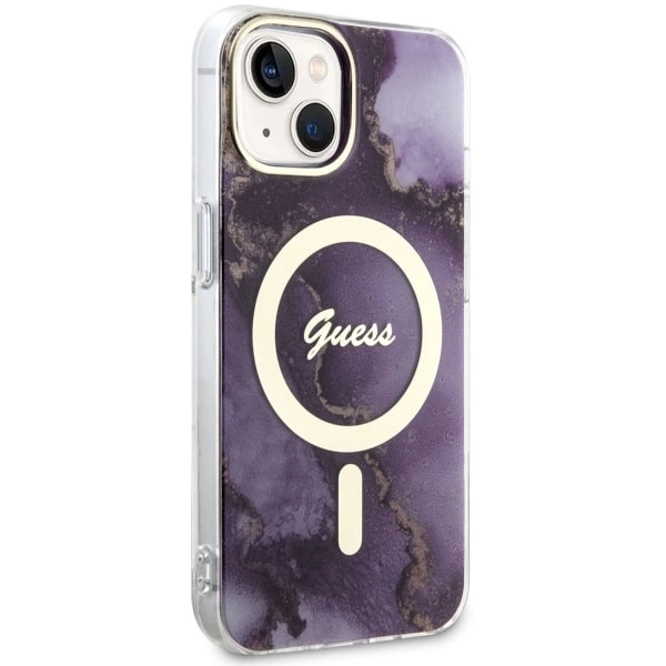 Guess GUHMP14SHTMRSU iPhone 14 6.1" purple/purple hardcase Golden Marble MagSafeeng