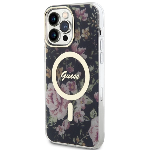 Guess GUHMP14XHCFWSK iPhone 14 Pro Max 6.7" black/black hardcase Flower MagSafeeng