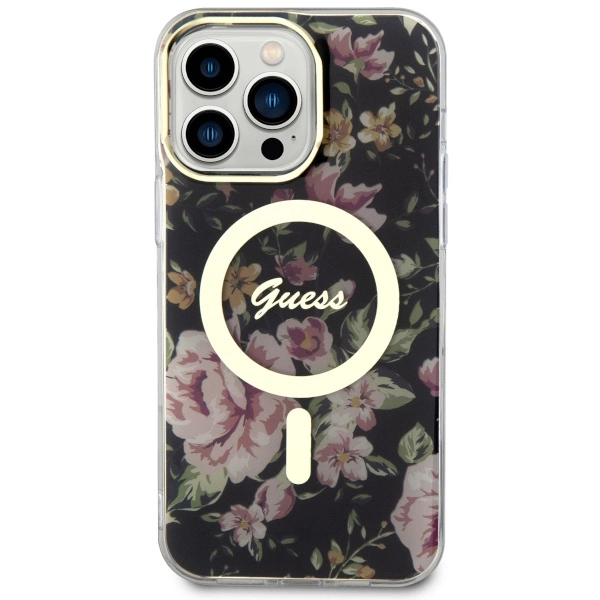 Guess GUHMP14XHCFWSK iPhone 14 Pro Max 6.7" black/black hardcase Flower MagSafeeng