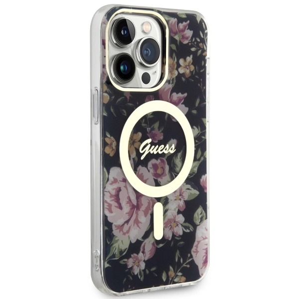 Guess GUHMP14XHCFWSK iPhone 14 Pro Max 6.7" black/black hardcase Flower MagSafeeng