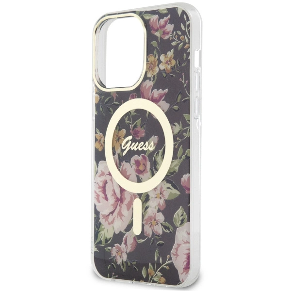 Guess GUHMP14XHCFWSK iPhone 14 Pro Max 6.7" black/black hardcase Flower MagSafeeng