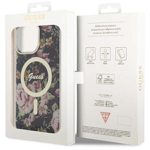 Guess GUHMP14XHCFWSK iPhone 14 Pro Max 6.7" black/black hardcase Flower MagSafeeng