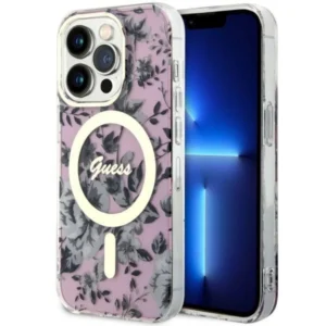 Guess GUHMP14XHCFWSP iPhone 14 Pro Max 6.7" pink/pink hardcase Flower MagSafeeng