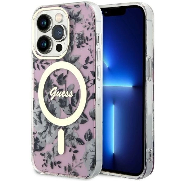 Guess GUHMP14XHCFWSP iPhone 14 Pro Max 6.7" pink/pink hardcase Flower MagSafeeng