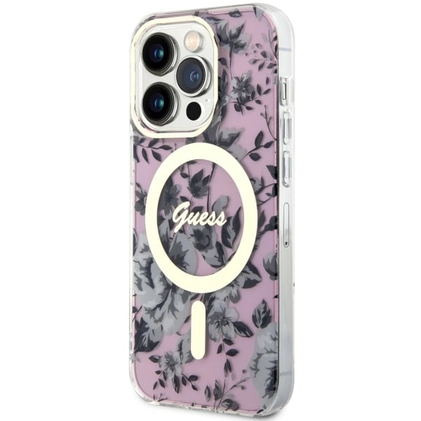 Guess GUHMP14XHCFWSP iPhone 14 Pro Max 6.7" pink/pink hardcase Flower MagSafeeng