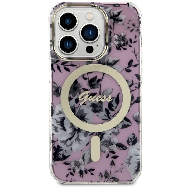 Guess GUHMP14XHCFWSP iPhone 14 Pro Max 6.7" pink/pink hardcase Flower MagSafeeng