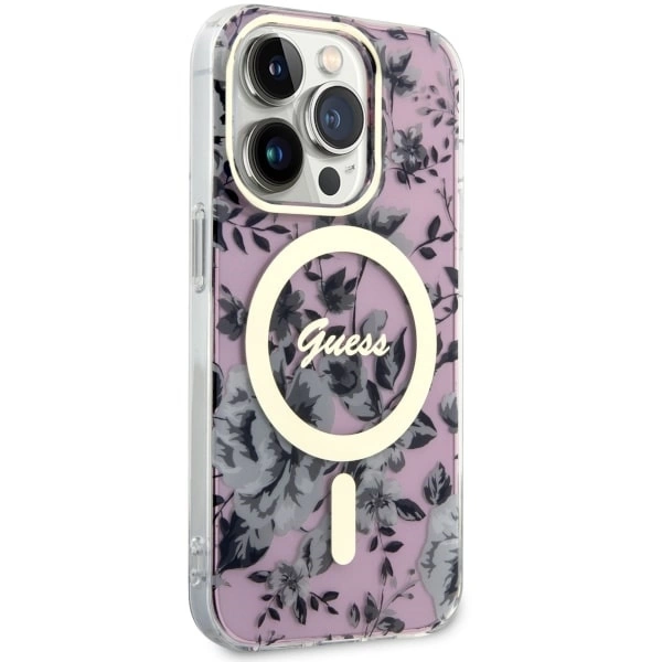 Guess GUHMP14XHCFWSP iPhone 14 Pro Max 6.7" pink/pink hardcase Flower MagSafeeng