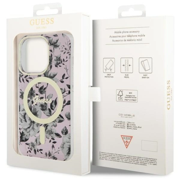 Guess GUHMP14XHCFWSP iPhone 14 Pro Max 6.7" pink/pink hardcase Flower MagSafeeng