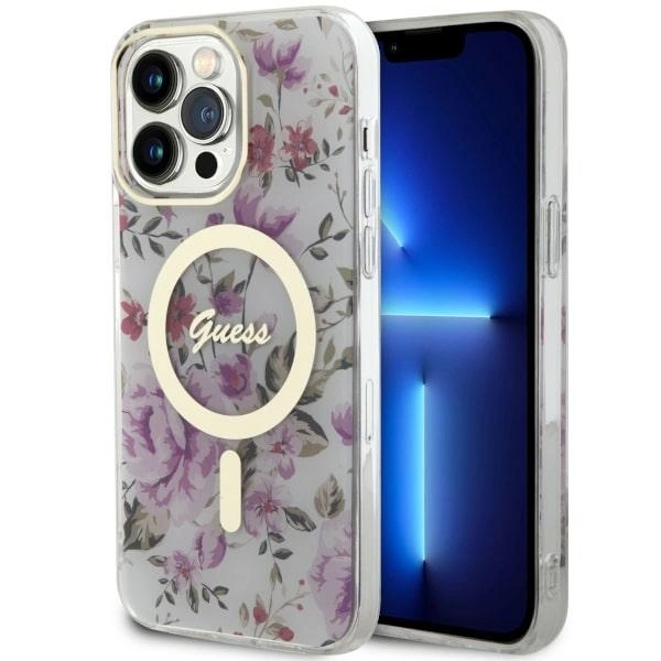 Guess GUHMP14XHCFWST iPhone 14 Pro Max 6.7" transparent hardcase Flower MagSafeeng