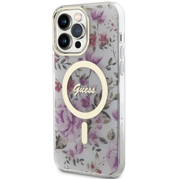 Guess GUHMP14XHCFWST iPhone 14 Pro Max 6.7" transparent hardcase Flower MagSafeeng