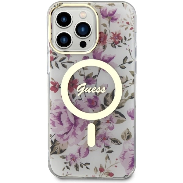 Guess GUHMP14XHCFWST iPhone 14 Pro Max 6.7" transparent hardcase Flower MagSafeeng