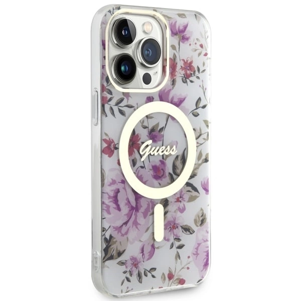 Guess GUHMP14XHCFWST iPhone 14 Pro Max 6.7" transparent hardcase Flower MagSafeeng