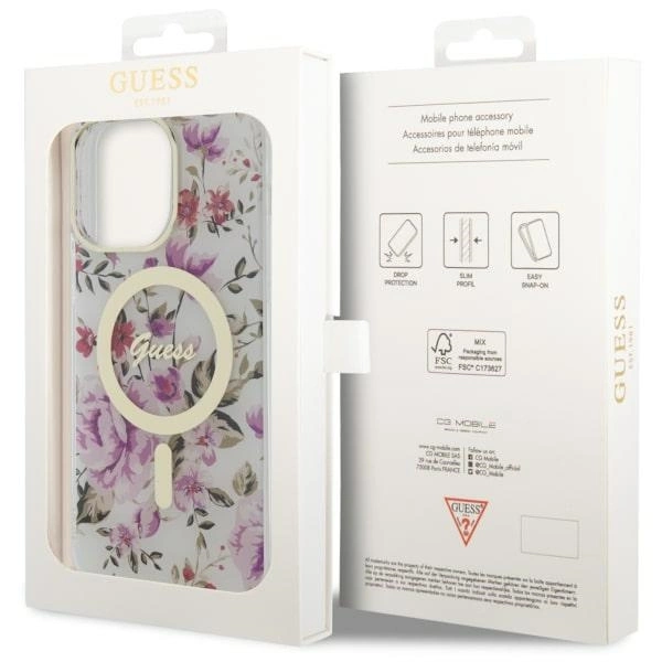 Guess GUHMP14XHCFWST iPhone 14 Pro Max 6.7" transparent hardcase Flower MagSafeeng