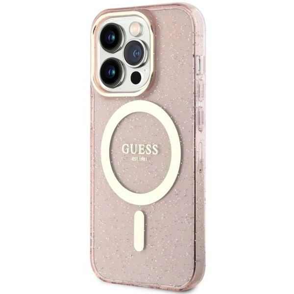 Guess GUHMP14XHCMCGP iPhone 14 Pro Max 6.7" pink/pink hardcase Glitter Gold MagSafeeng