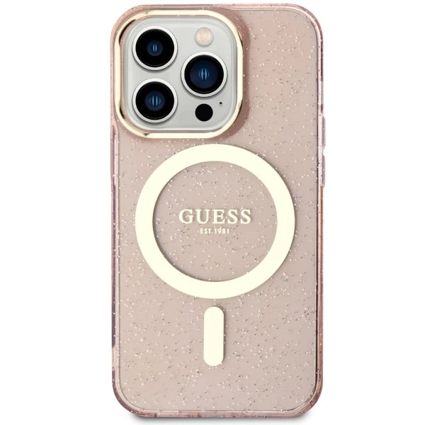 Guess GUHMP14XHCMCGP iPhone 14 Pro Max 6.7" pink/pink hardcase Glitter Gold MagSafeeng