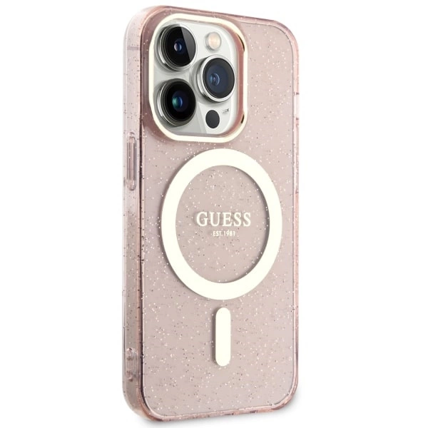 Guess GUHMP14XHCMCGP iPhone 14 Pro Max 6.7" pink/pink hardcase Glitter Gold MagSafeeng