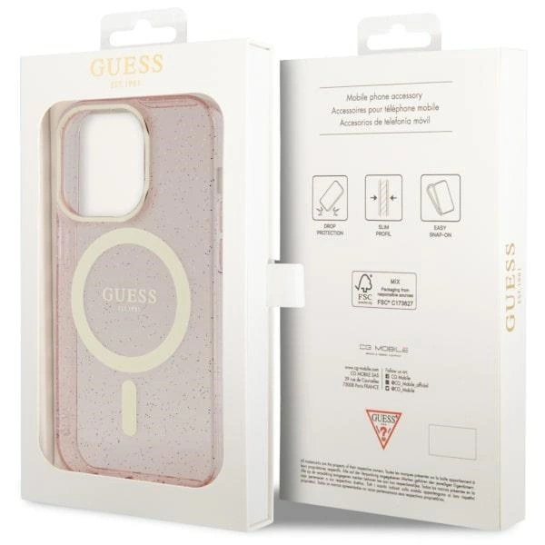 Guess GUHMP14XHCMCGP iPhone 14 Pro Max 6.7" pink/pink hardcase Glitter Gold MagSafeeng