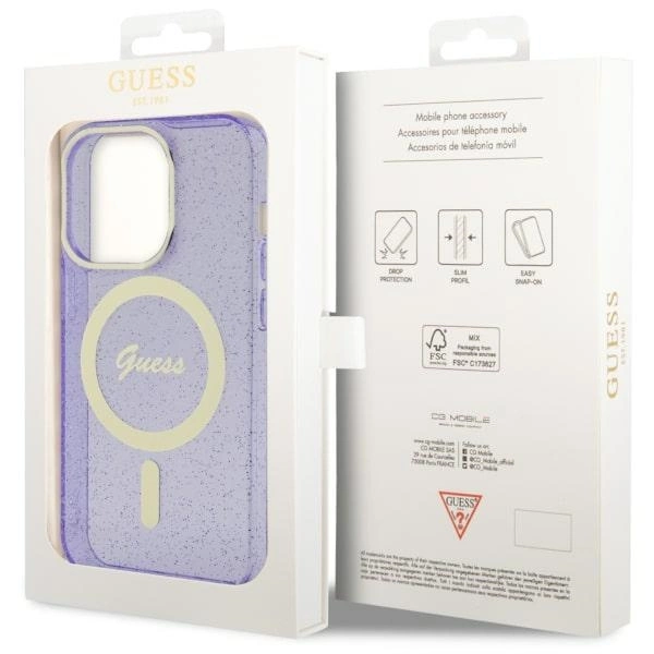Guess GUHMP14XHCMCGU iPhone 14 Pro Max 6.7" purple/purple hardcase Glitter Gold MagSafeeng