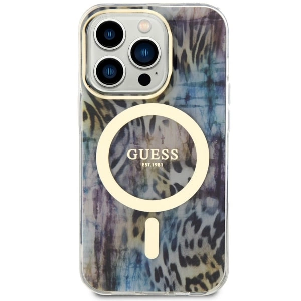 Guess GUHMP14XHLEOPWB iPhone 14 Pro Max 6.7" blue/blue hardcase Leopard MagSafeeng