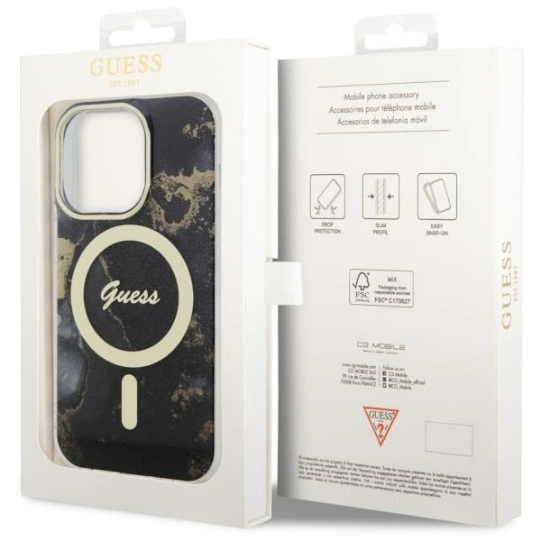 Guess GUHMP14XHTMRSK iPhone 14 Pro Max 6.7" black/black hardcase Golden Marble MagSafeeng