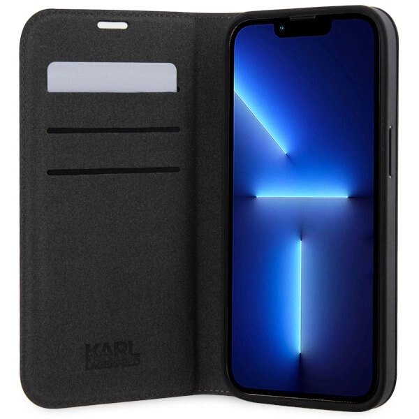 Karl Lagerfeld KLBKP14LSAKLHPK iPhone 14 Pro 6.1" bookcase black/black Saffiano Monogrameng