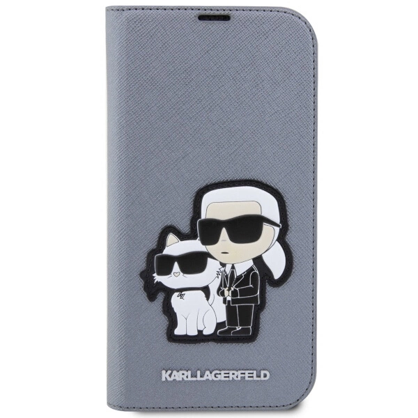 Karl Lagerfeld KLBKP14LSANKCPG iPhone 14 Pro 6.1" bookcase silver/silver Saffiano Karl & Choupetteeng