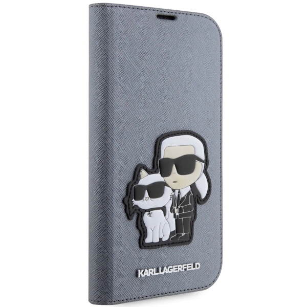 Karl Lagerfeld KLBKP14LSANKCPG iPhone 14 Pro 6.1" bookcase silver/silver Saffiano Karl & Choupetteeng
