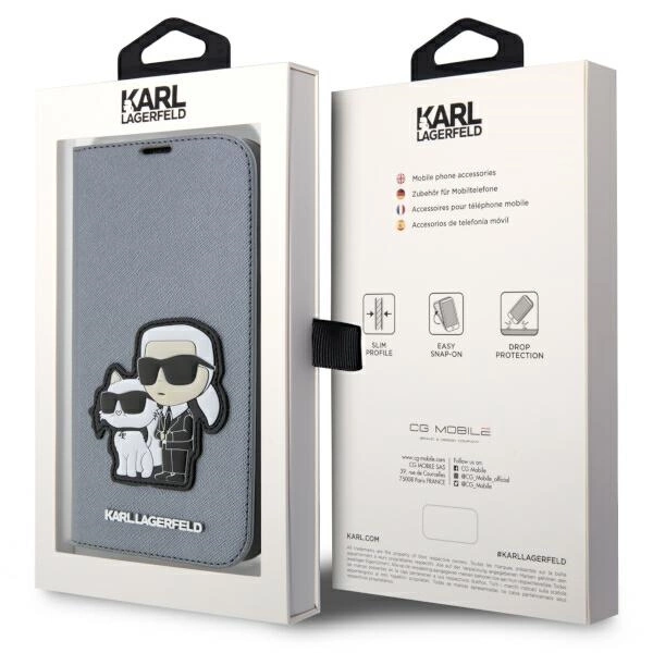 Karl Lagerfeld KLBKP14LSANKCPG iPhone 14 Pro 6.1" bookcase silver/silver Saffiano Karl & Choupetteeng