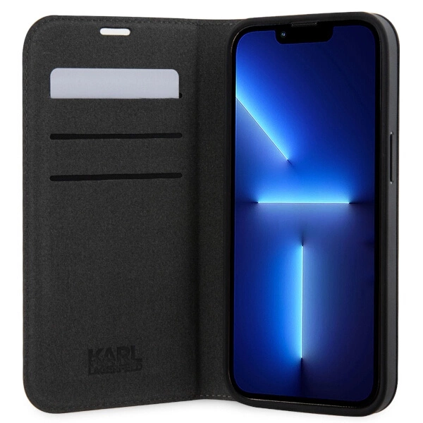 Karl Lagerfeld KLBKP14LSANKCPK iPhone 14 Pro 6.1" bookcase black/black Saffiano Karl & Choupetteeng